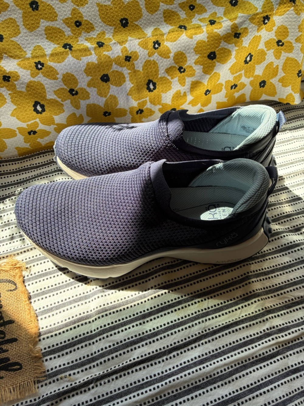 Ryka Navy Slip-On Sneakers with Light Blue Insole